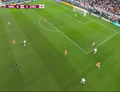 Animated Gif showing: World Cup 2022 - Wales vs England 0-3: Phil Foden's Goal