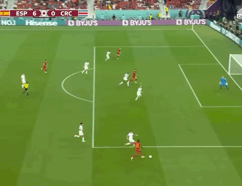 Animated Gif showing: World Cup 2022 - Spain vs Costa Rica 7-0: Carlos Soler's Goal