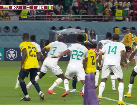 Animated Gif showing: World Cup 2022 - Ecuador vs Senegal 1-2: Moisés Caicedo's Goal