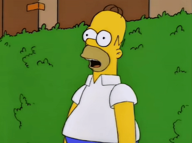 Animated Gif showing: Homer Disappears Into A Hedge - The Simpsons
