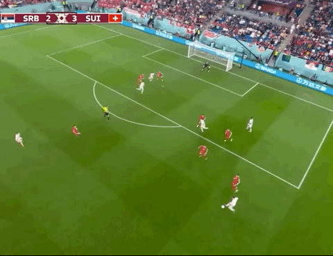 Animated Gif showing: World Cup 2022 - Serbia vs Switzerland 2-3: Remo Freuler's Goal