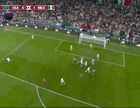 Animated Gif showing: World Cup 2022 - Saudi Arabia vs Mexico 1-2: Henry Martin's Goal