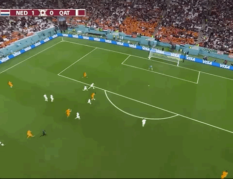 Animated Gif showing: World Cup 2022 - Netherlands vs Qatar 2-0: Cody Gakpo's Goal