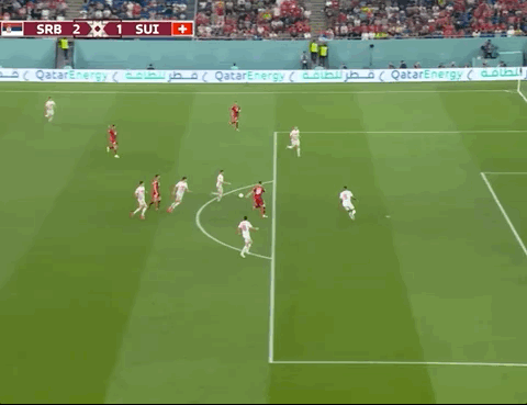 Animated Gif showing: World Cup 2022 - Serbia vs Switzerland 2-3: Dusan Vlahovic's Goal