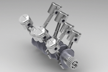 Animated Gif showing: V8 Engine Motion Animation