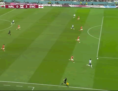 Animated Gif showing: World Cup 2022 - Wales vs England 0-3: Marcus Rashford's Second Goal