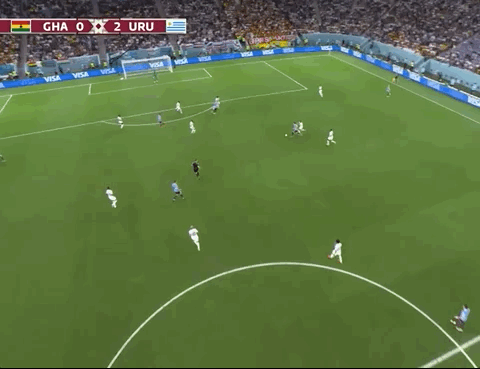 Animated Gif showing: World Cup 2022 - Ghana vs Uruguay 0-2: Giorgian De Arrascaeta's Second Goal