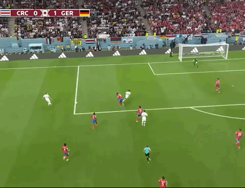 Animated Gif showing: World Cup 2022 - Costa Rica vs Germany 2-4: Serge Gnabry's Goal