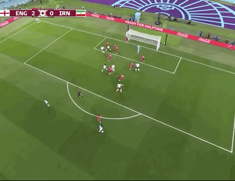 Animated Gif showing: World Cup 2022 - England vs Iran 6-2: Bukayo Saka's First Goal