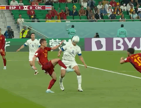 Animated Gif showing: World Cup 2022 - Spain vs Costa Rica 7-0: Dani Olmo's Goal
