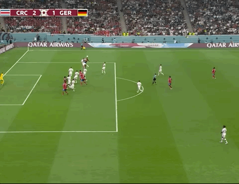 Animated Gif showing: World Cup 2022 - Costa Rica vs Germany 2-4: Manuel Neuer's Own Goal