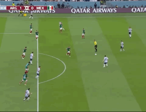 Animated Gif showing: World Cup 2022 - Argentina vs Mexico 2-0: Lionel Messi's Goal