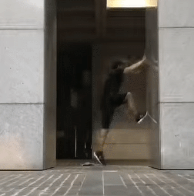 Animated Gif showing: Impressive Parkour Vertical Wall Climbing