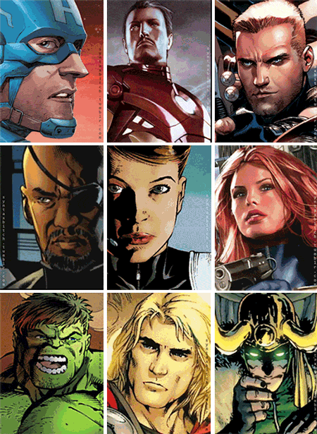Animated Gif showing: The Avengers: Comics vs. the Movie