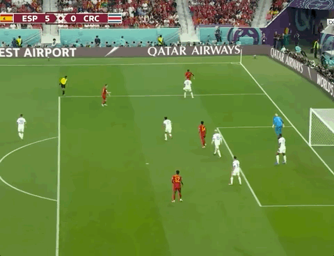 Animated Gif showing: World Cup 2022 - Spain vs Costa Rica 7-0: Gavi's Goal