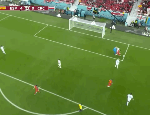 Animated Gif showing: World Cup 2022 - Spain vs Costa Rica 7-0: Ferran Torres's Second Goal
