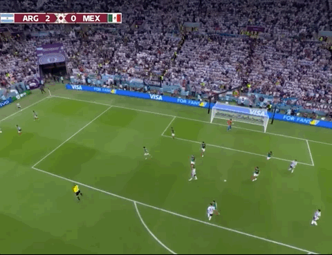 Animated Gif showing: World Cup 2022 - Argentina vs Mexico 2-0: Enzo Fernandez's Goal