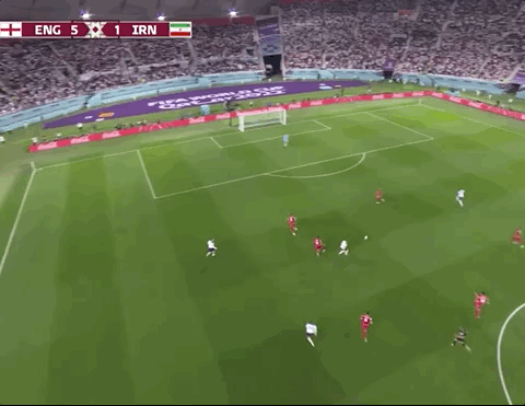 Animated Gif showing: World Cup 2022 - England vs Iran 6-2: Marcus Rashford's Goal