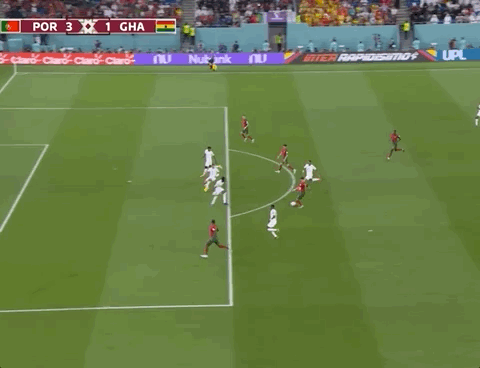 Animated Gif showing: World Cup 2022 - Portugal vs Ghana 3-2: Rafael Leão's Goal