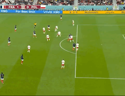 Animated Gif showing: World Cup 2022 - France vs Poland 3-1: Olivier Giroud's Goal