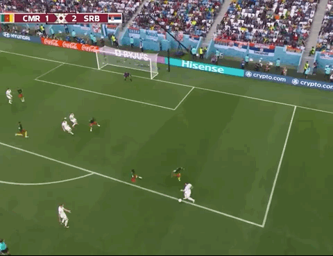 Animated Gif showing: World Cup 2022 - Cameroon vs Serbia 3-3: Sergej Milinković-Savić's Goal
