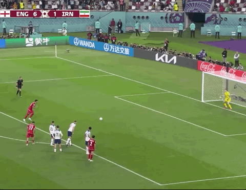 Animated Gif showing: World Cup 2022 - England vs Iran 6-2: Mehdi Taremi's Second (Penalty) Goal