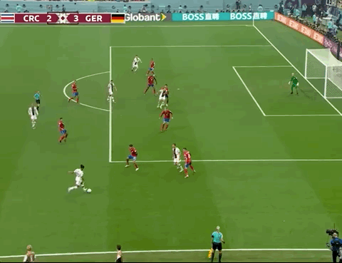 Animated Gif showing: World Cup 2022 - Costa Rica vs Germany 2-4: Kai Havertz's Second Goal