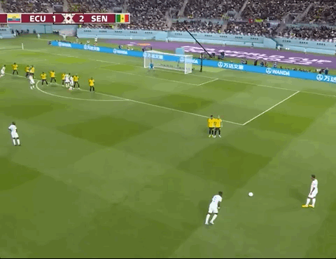 Animated Gif showing: World Cup 2022 - Ecuador vs Senegal 1-2: Kalidou Koulibaly's Goal