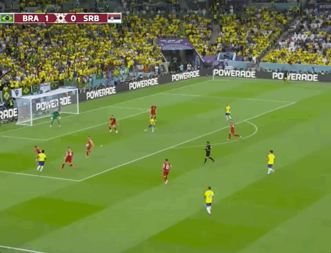 Animated Gif showing: World Cup 2022 - Brazil vs Serbia 2-0: Richarlison's Second Goal