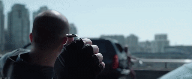 Animated Gif showing: Deadpool 5th Bullet - Shooting A Grenade In The Hand Of A Guy - Deadpool (2016) Movie